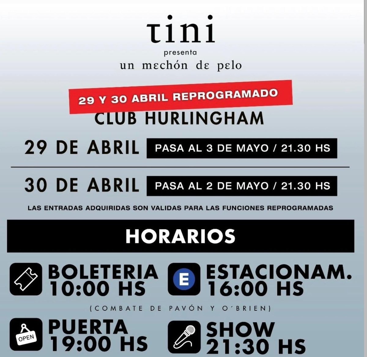 Informaci&oacute;n importante para el show de Tini