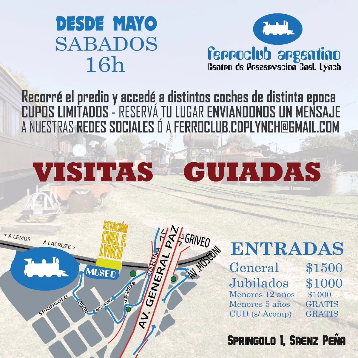 Los horarios de invierno del Ferroclub de Tres de Febrero.