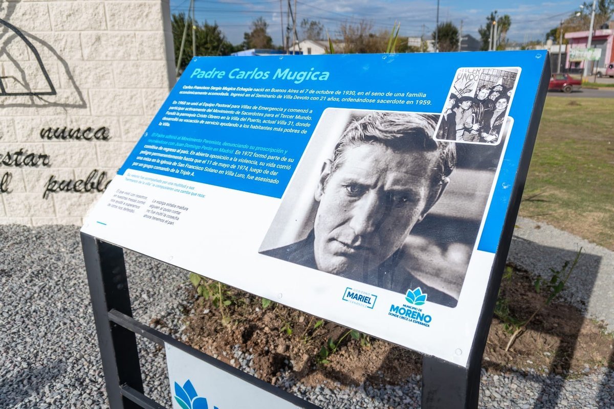 El renovado monumento al Padre Mugica en Cuartel V.