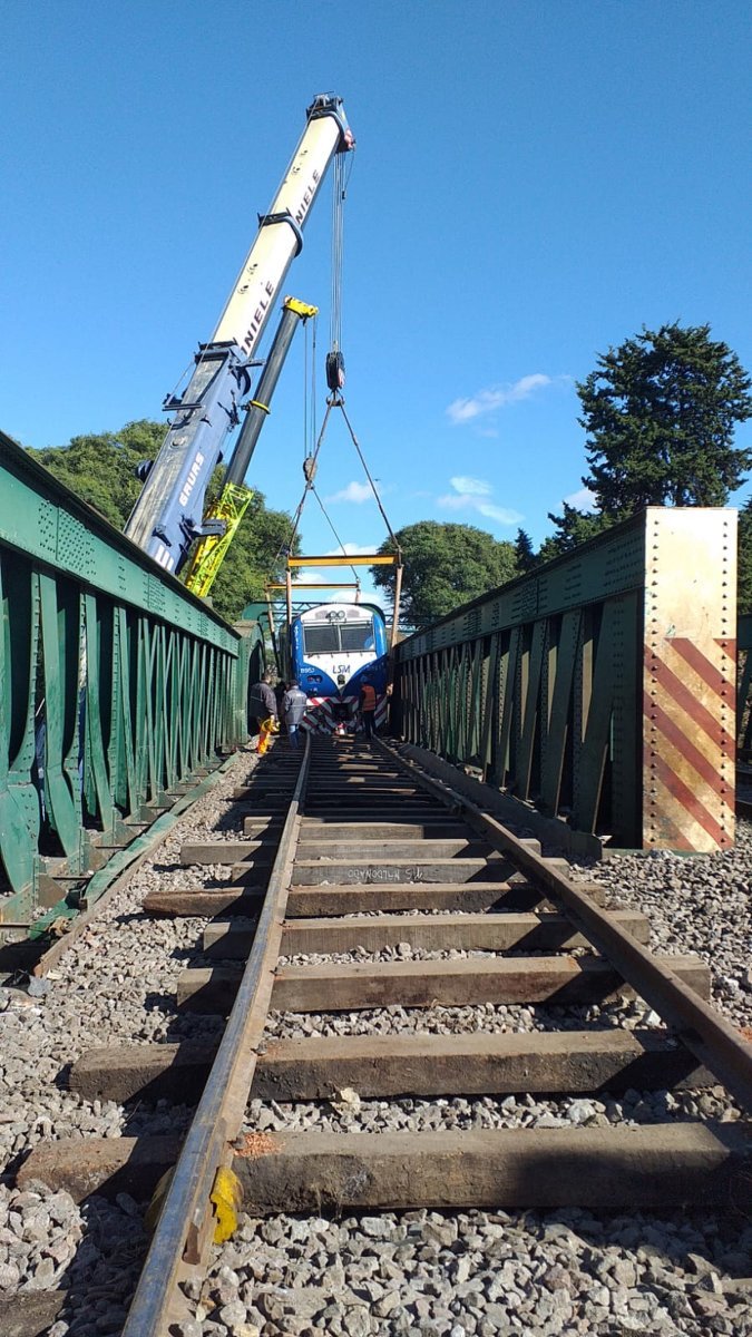 El retiro de la locomotora del Tren San Mart&iacute;n que choc&oacute;.