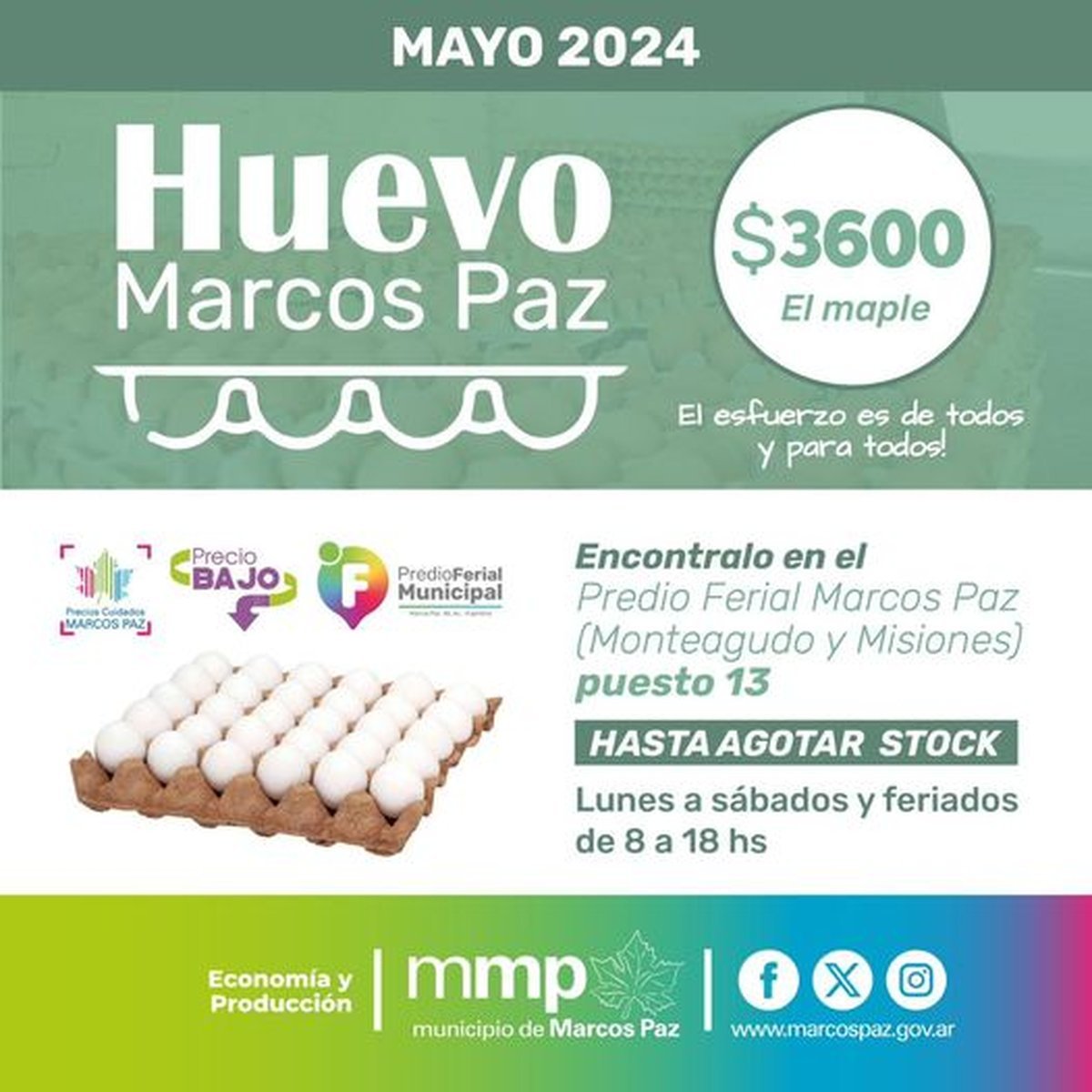 D&oacute;nde comprar maple de huevos y pan a un precio promocional en Marcos Paz.