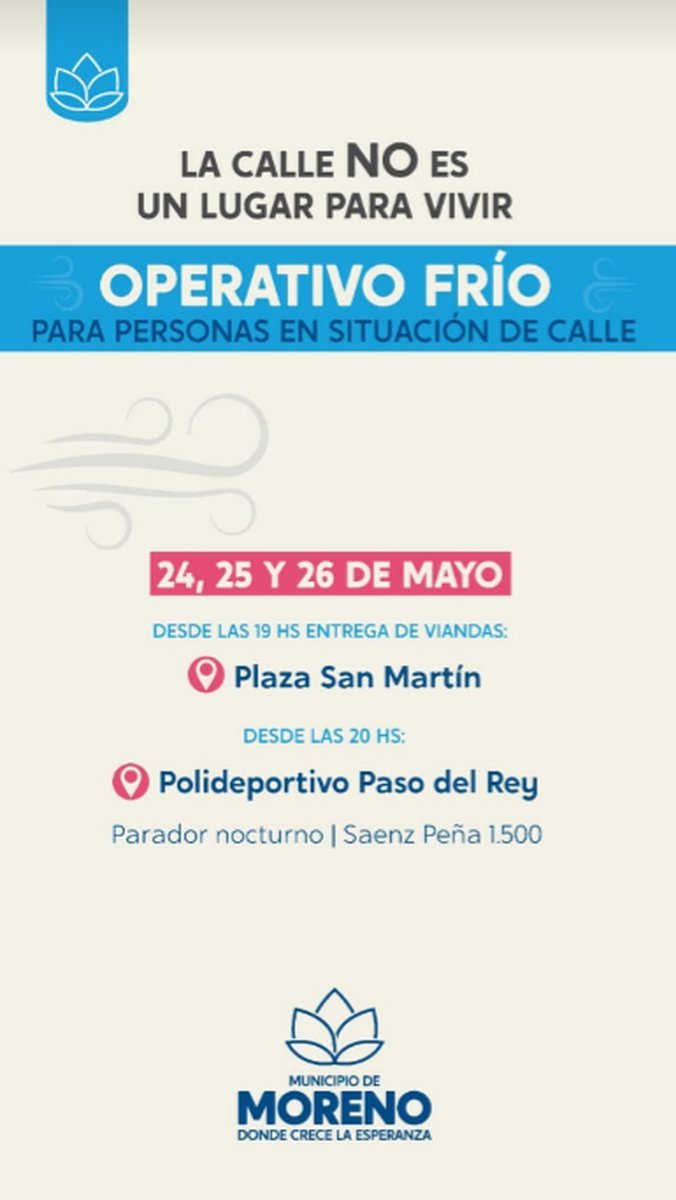 Operativo fr&iacute;o en Moreno.