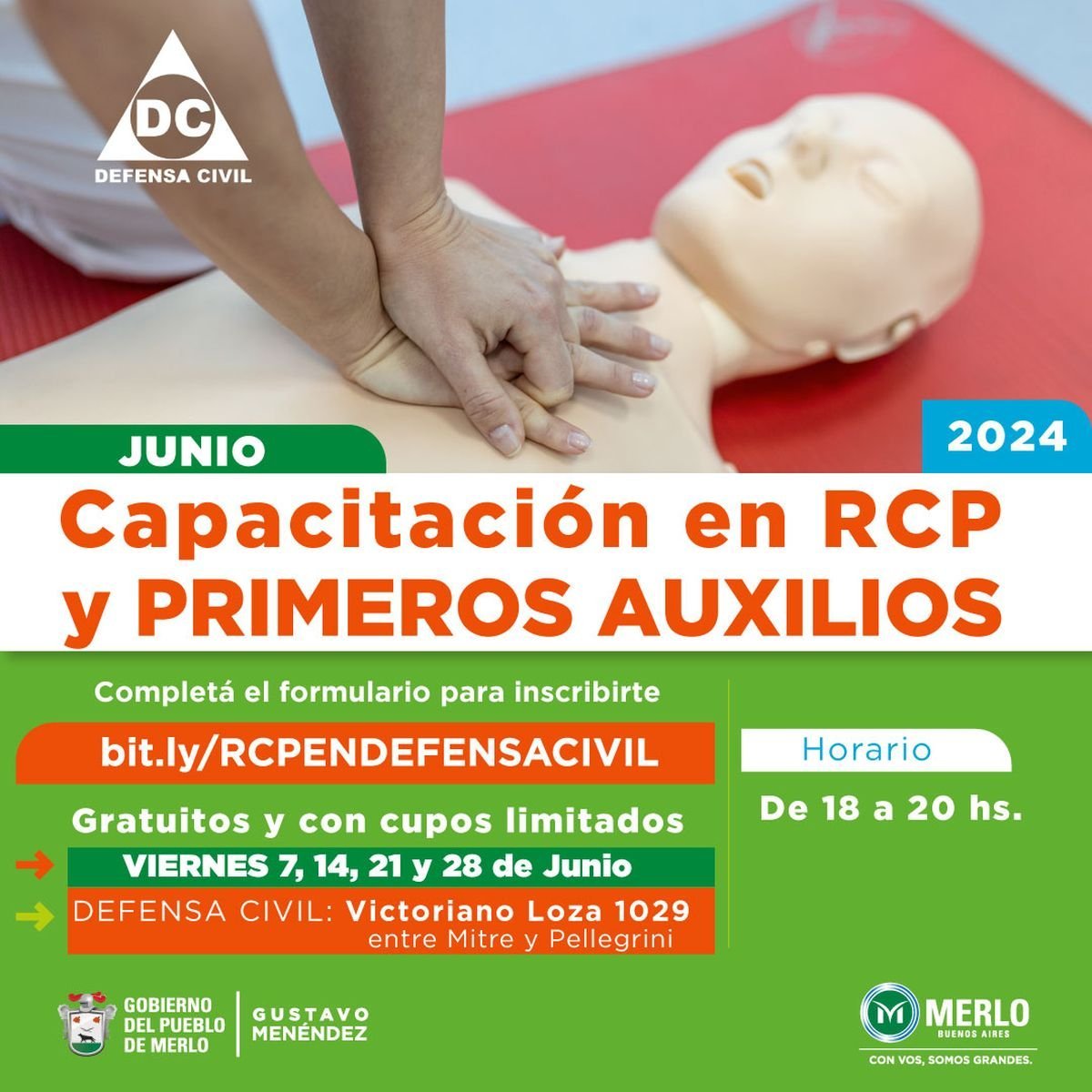 Capacitaci&oacute;n en RCP y primeros auxilios en Merlo.