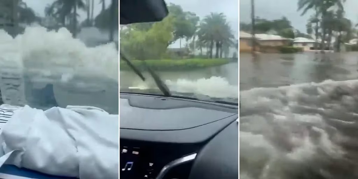 Kun Ag&uuml;ero y un fuerte temporal en Miami. Foto: captura.