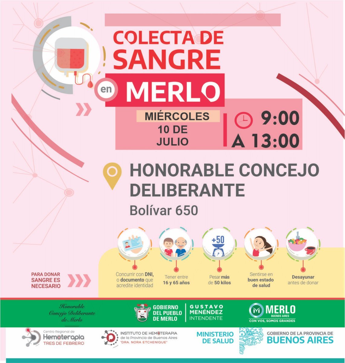 Merlo realizar&aacute; una nueva jornada de donaci&oacute;n de sangre.