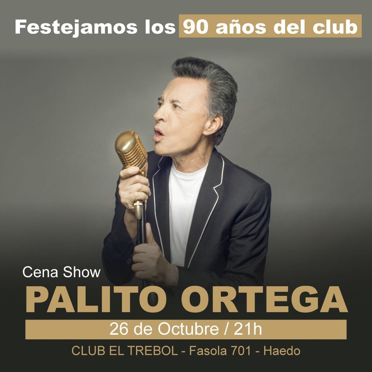 El Club El Tr&eacute;bol de Haedo celebrar&aacute; sus 90 a&ntilde;os con un show de Palito Ortega.