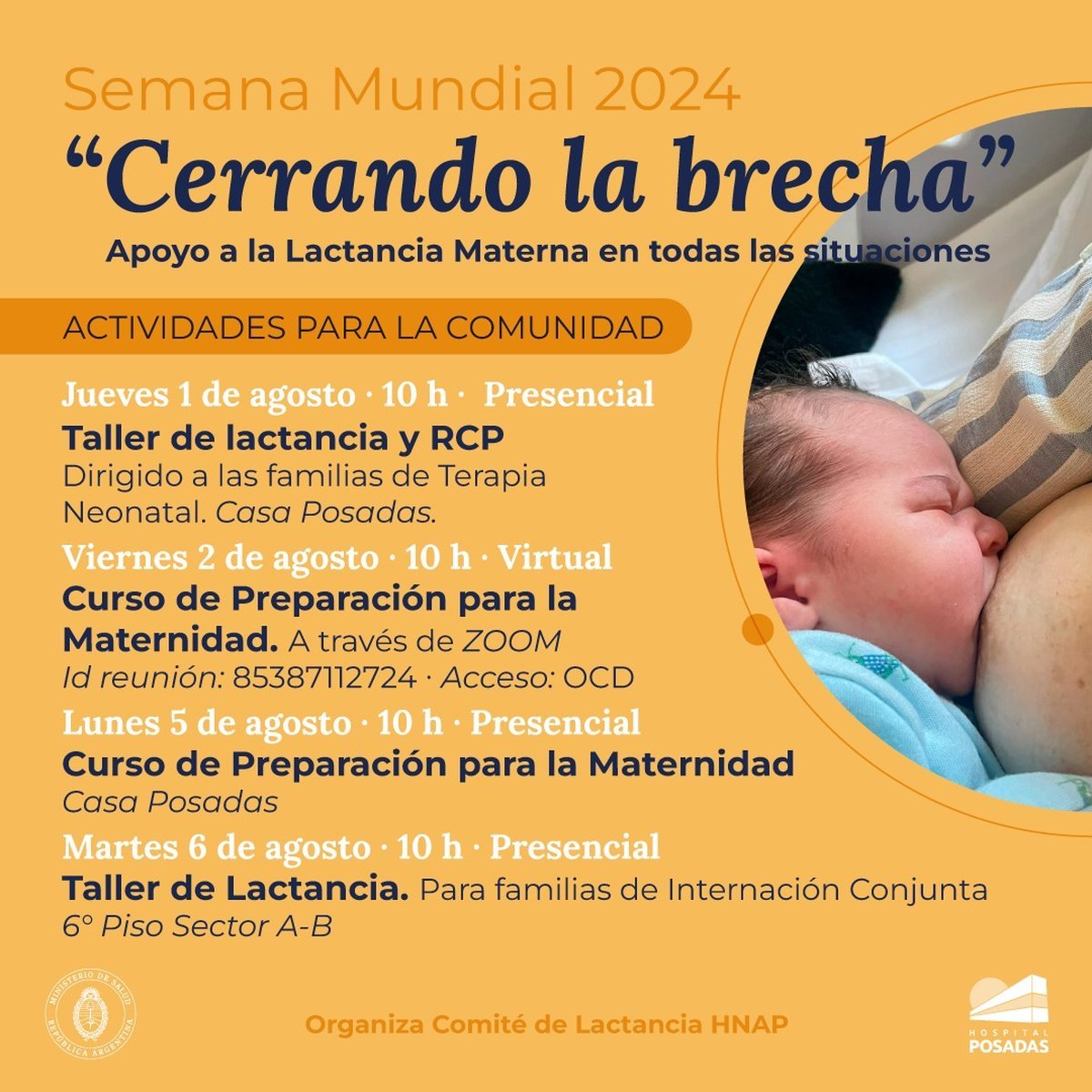 El Hospital Posadas llevar&aacute; a cabo actividades en la Semana de la Lactancia 2024.