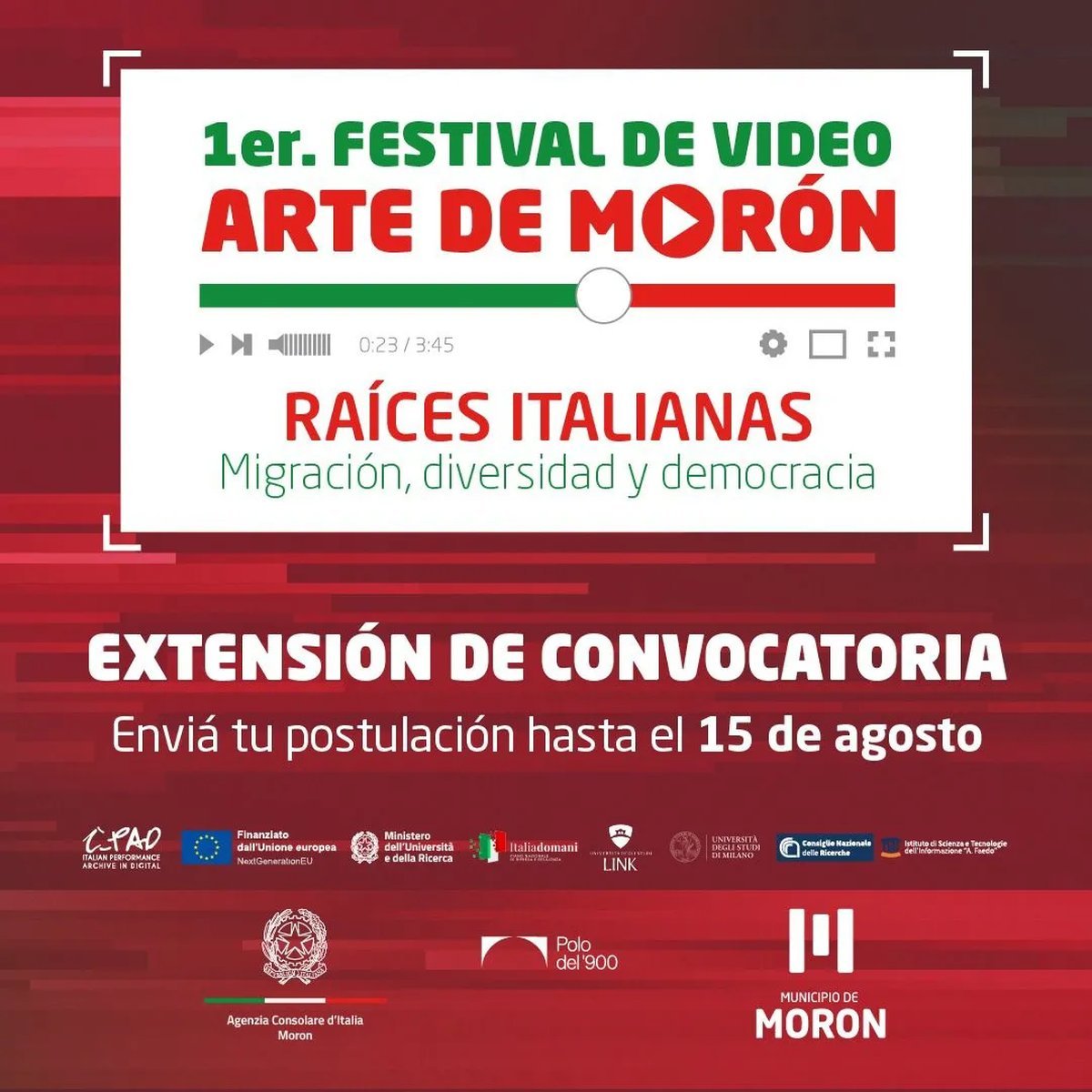 Mor&oacute;n extendi&oacute; la convocatoria para el 1&deg; Festival de Video Arte.