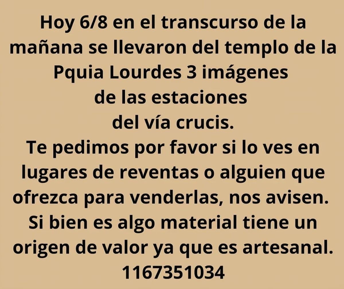El pedido de la parroquia de Ituzaing&oacute;.