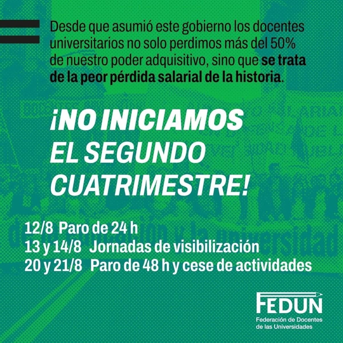 Comunicado del Frente Sindical de las Universidades Nacionales.