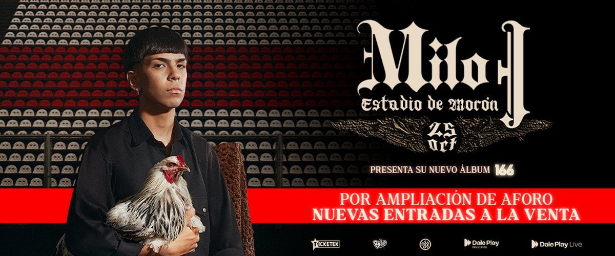 Suman m&aacute;s entradas para el show de Milo J en el Deportivo Mor&oacute;n.
