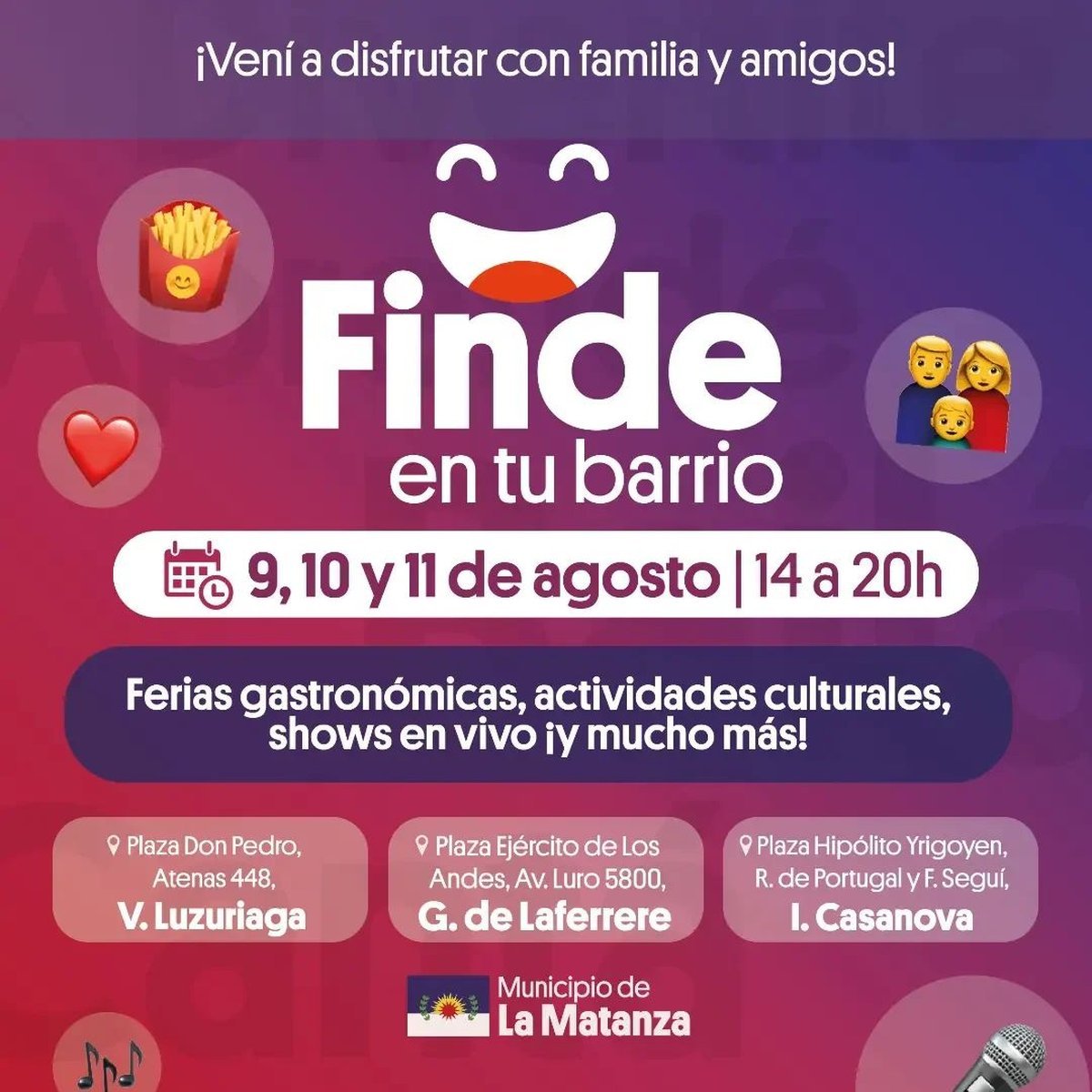 Finde en tu barrio en La Matanza con muchas propuestas culturales gratuitas.