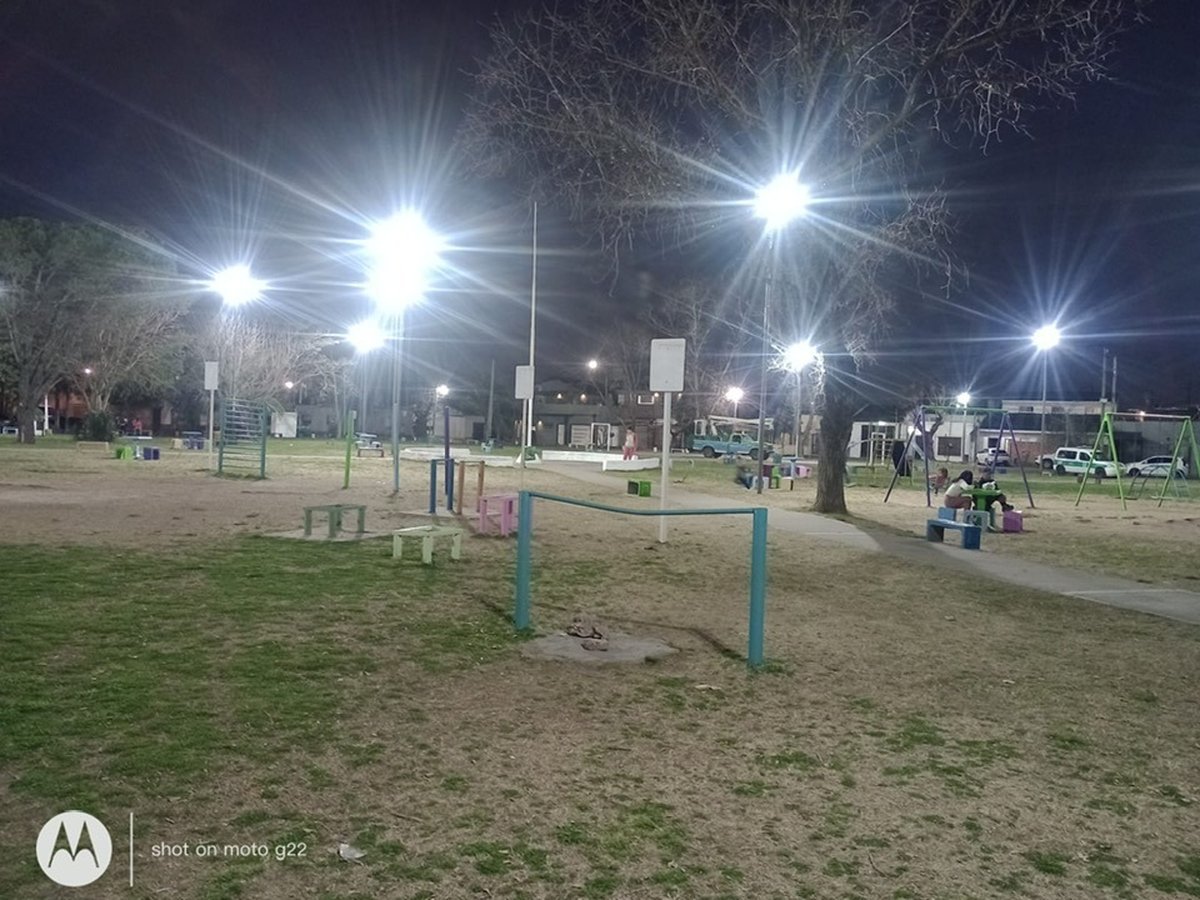 Una de las plazas de Merlo reparadas.