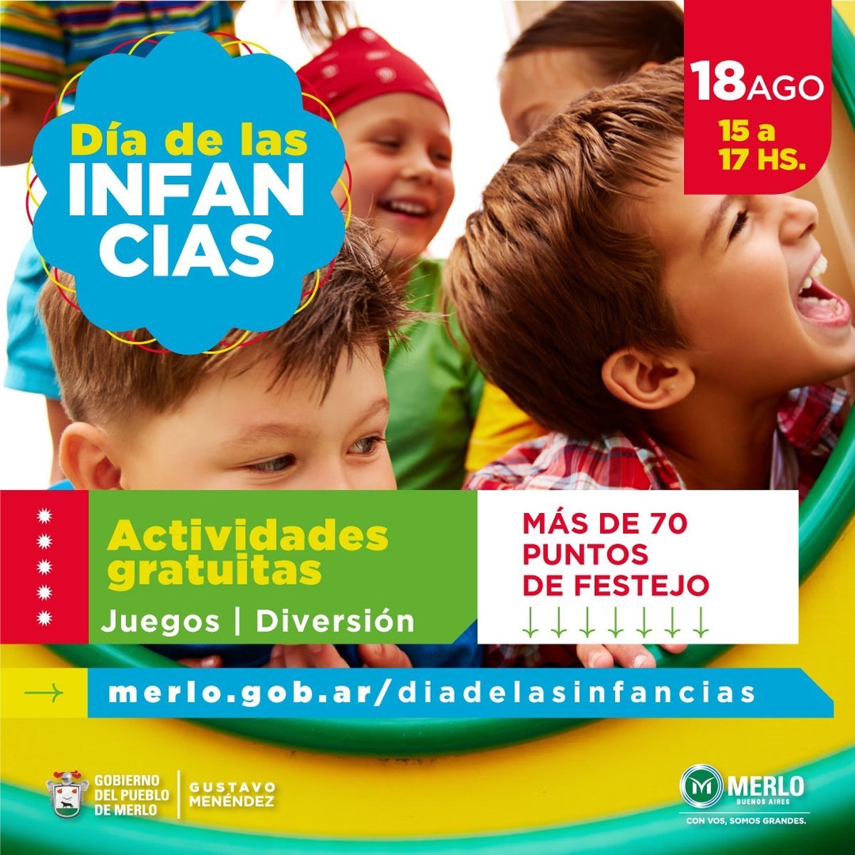 D&iacute;a de la Ni&ntilde;ez en Merlo con teatro, espect&aacute;culos y actividades gratuitas en diferentes barrios.