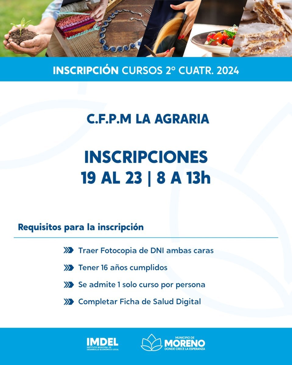 Nuevos cursos de capacitaci&oacute;n laboral en Moreno.