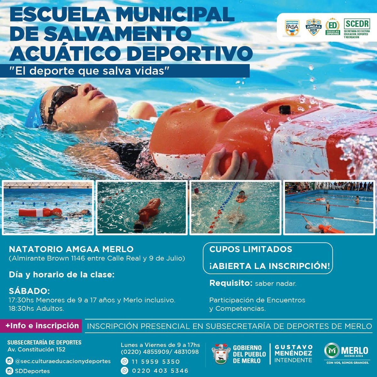 La Escuela Municipal de Salvamento Acu&aacute;tico Deportivo de Merlo abri&oacute; la inscripci&oacute;n.