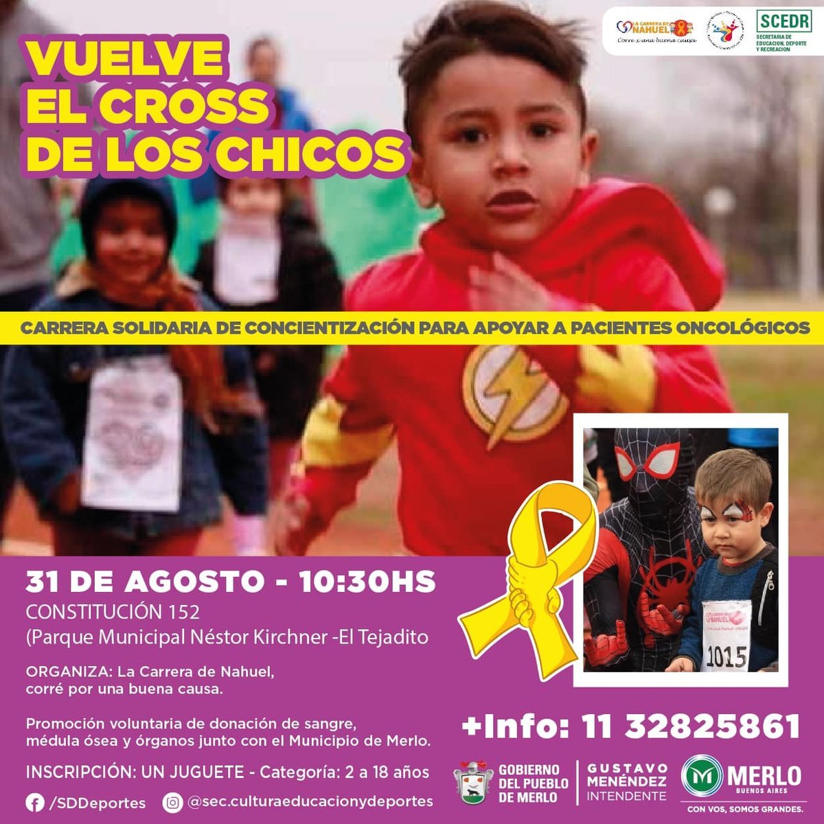 Merlo tendr&aacute; un nuevo Cross de los chicos solidario por el c&aacute;ncer infantil.