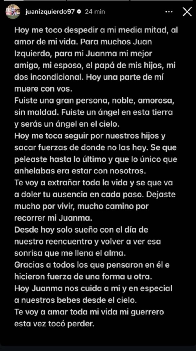 La esposa de Juan Izquierdo y el mundo del f&uacute;tbol lo despidieron en redes.