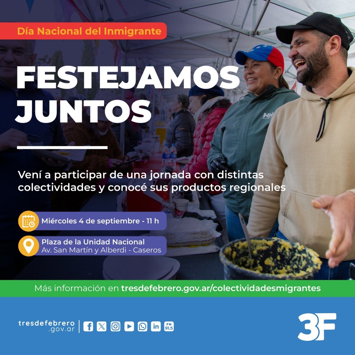 Tres de Febrero celebrar&aacute; el D&iacute;a Nacional del Inmigrante con gastronom&iacute;a y cultura de cada regi&oacute;n.