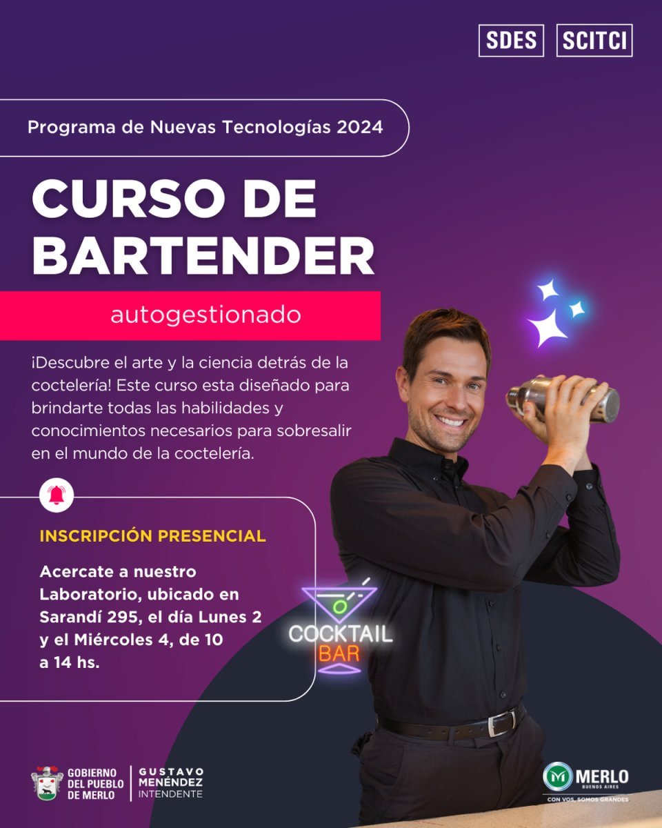 Curso de Bartender en Merlo.