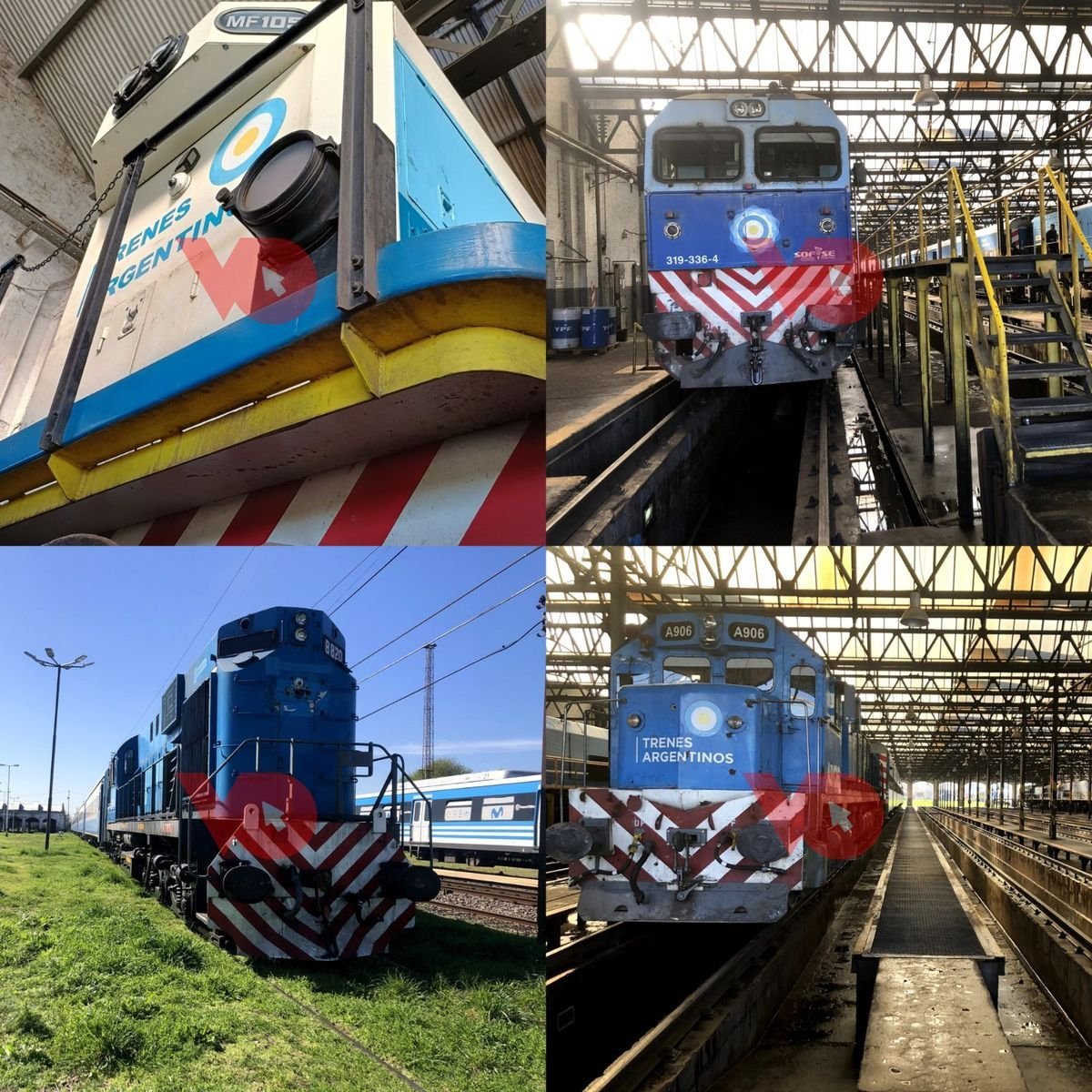 Una Materfer (arriba a la izquierda), una serie 319 (arriba a la derecha), una ALCo (abajo a la izquierda) y una GT22 (abajo a la derecha).