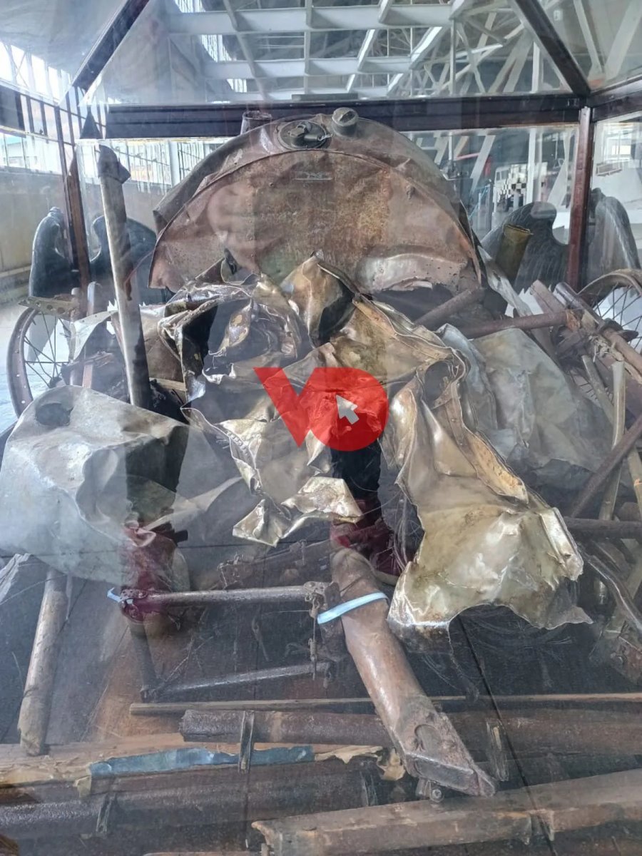 Lo que qued&oacute; del Nieuport 28 en el Museo Aeron&aacute;utico de Mor&oacute;n.