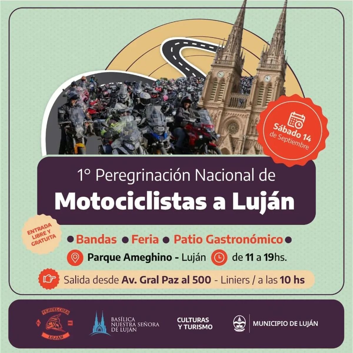 Se viene la 1&deg; Peregrinaci&oacute;n Nacional de Motociclistas a Luj&aacute;n.