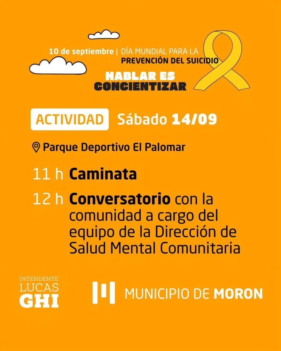 Realizar&aacute;n una jornada para prevenir suicidios en Mor&oacute;n.