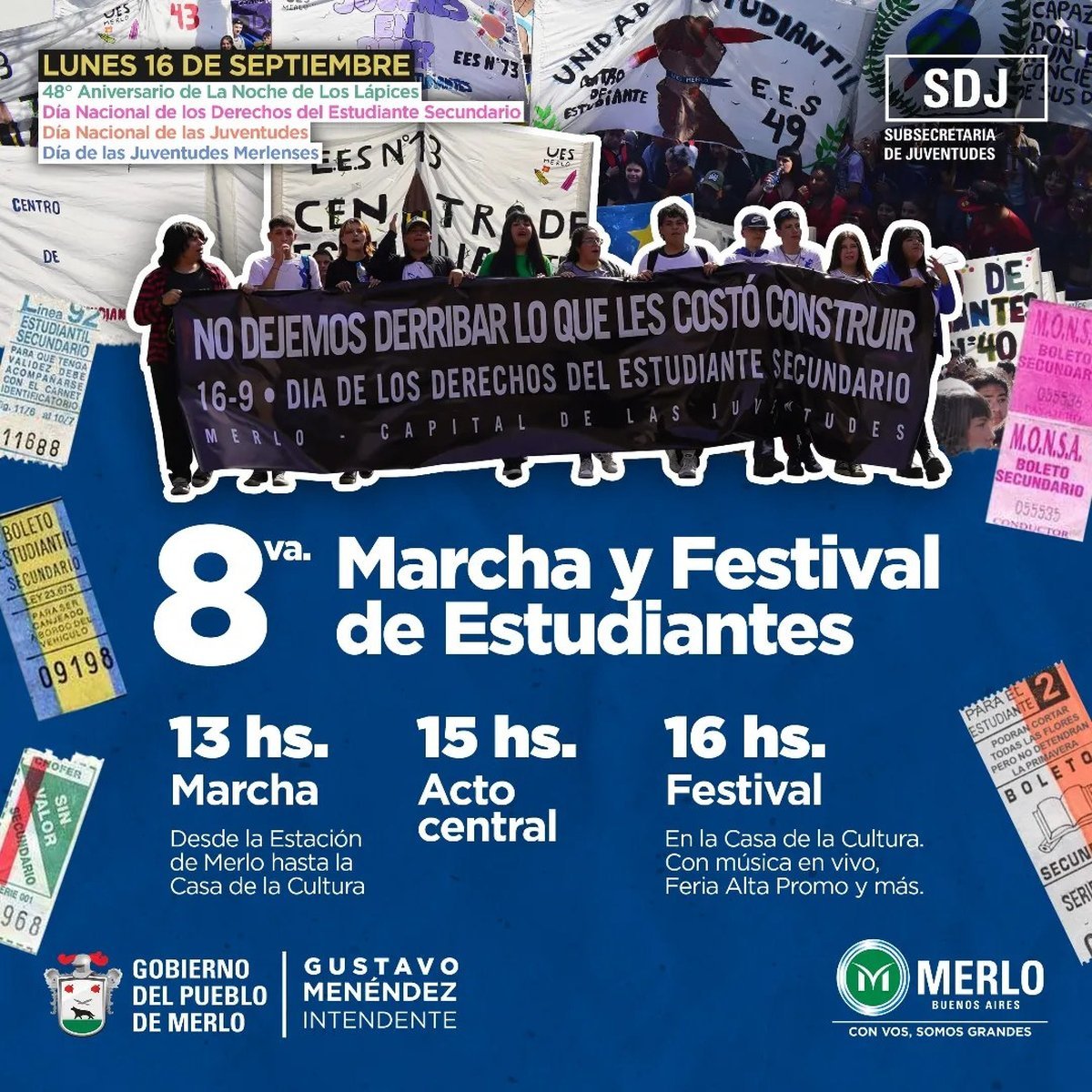 Llega una nueva marcha de los estudiantes a Merlo.