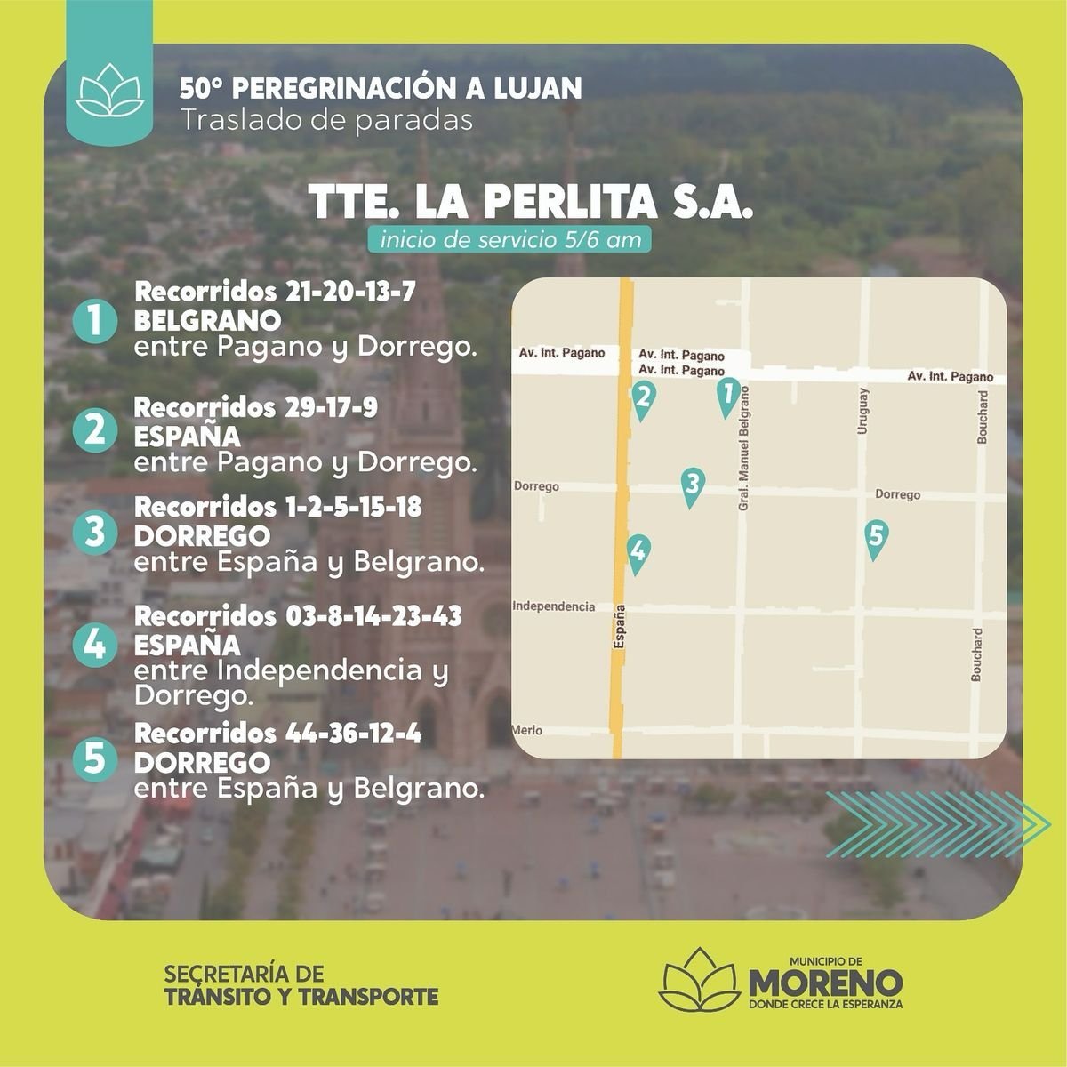 50&deg; Peregrinaci&oacute;n a Luj&aacute;n: reubicar&aacute;n paradas de colectivos en Moreno.