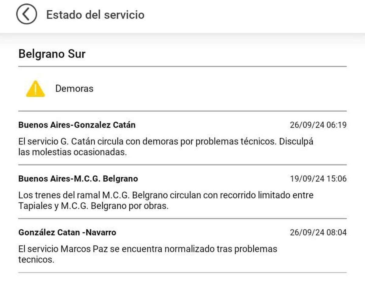 El Belgrano Sur funciona con demoras al igual que el Tren Sarmiento.