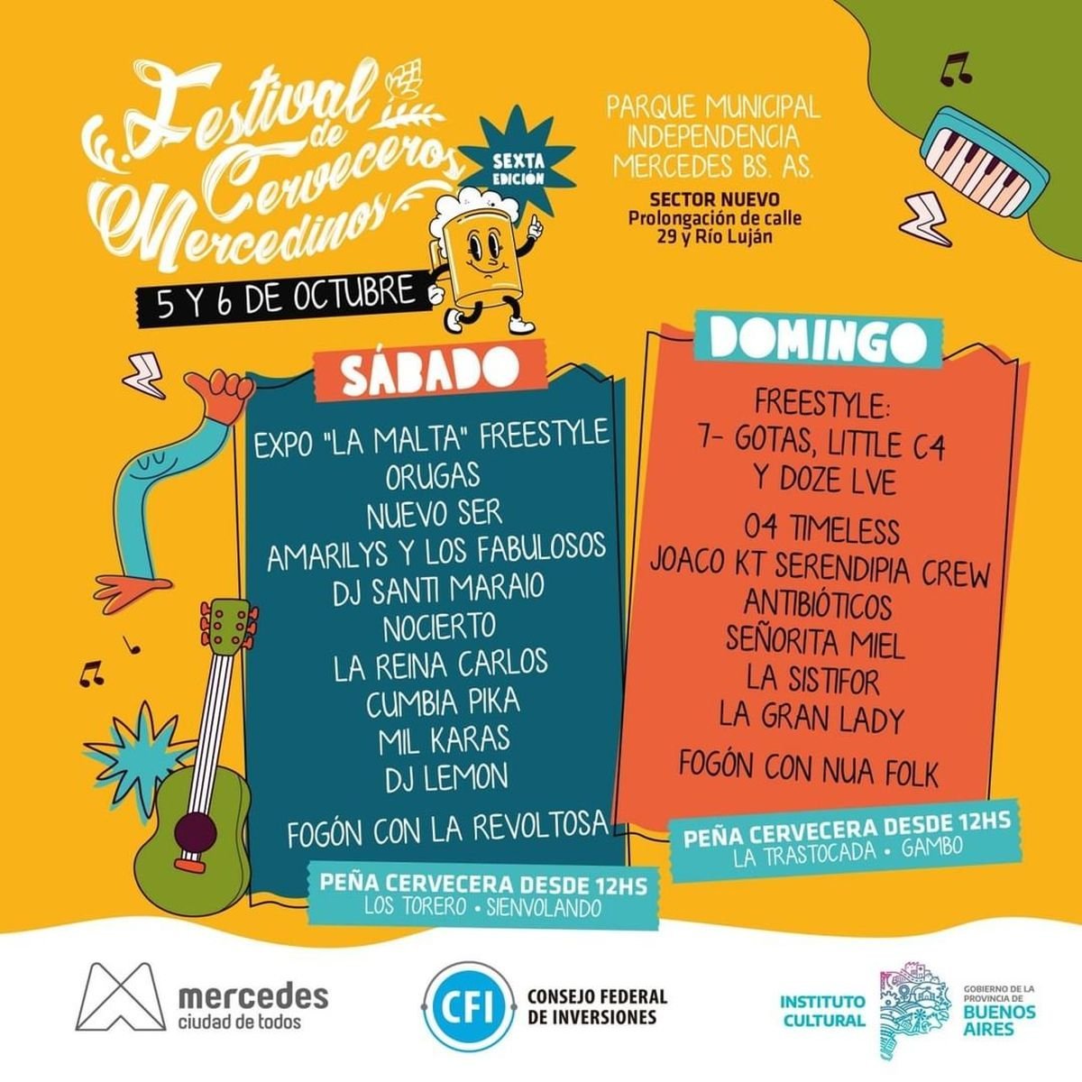 Line up del festival cervecero de Mercedes.