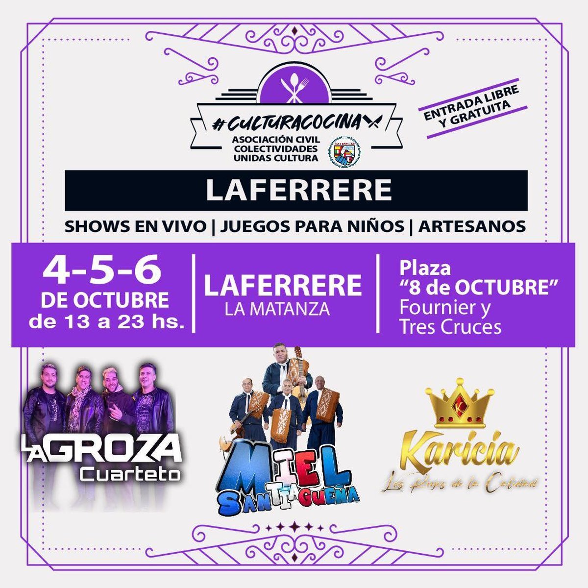 La Matanza celebrar&aacute; la llegada de un nuevo mes con La Groza, Grupo Karicia, la feria Cultura Cocina y m&aacute;s.