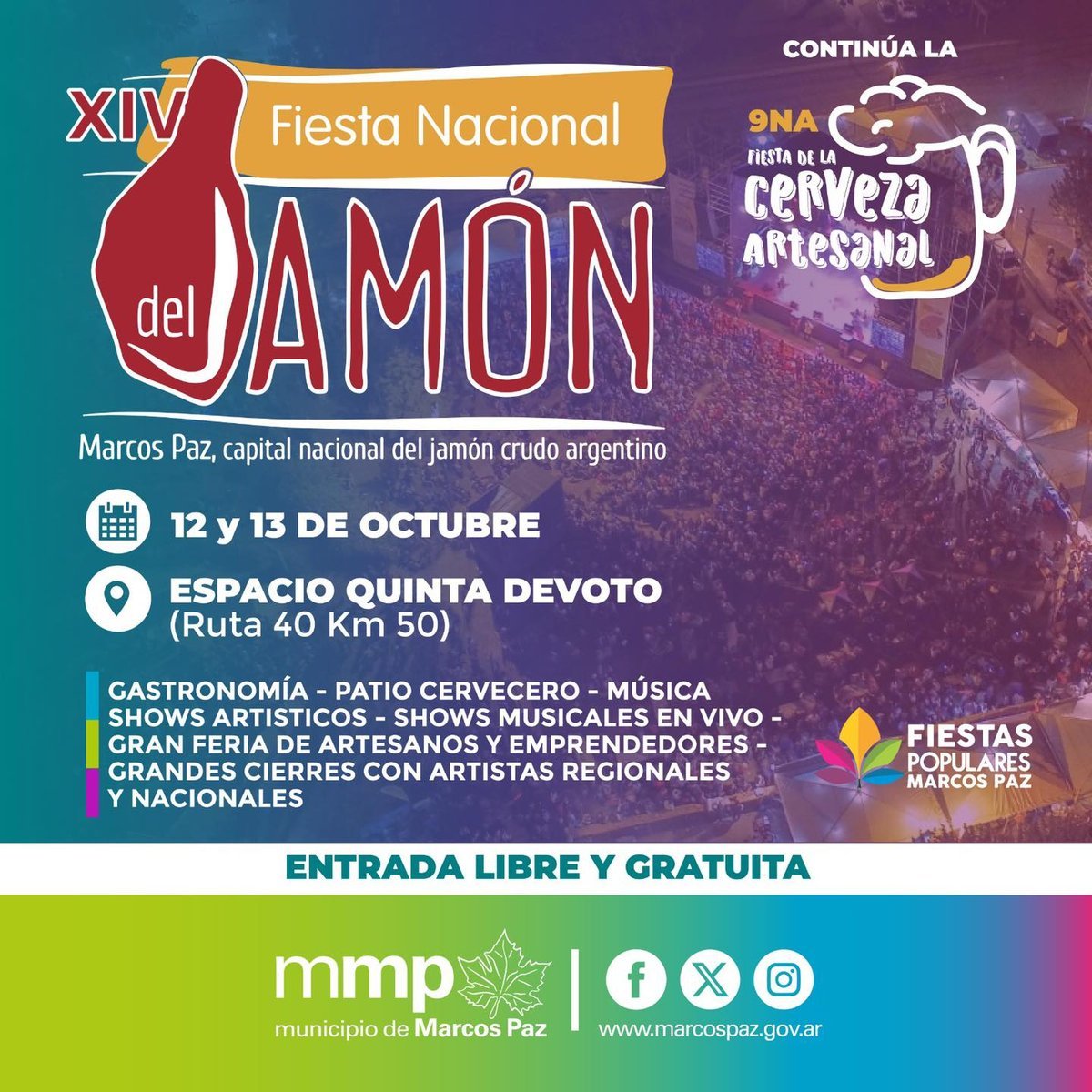 Cu&aacute;ndo y d&oacute;nde se realizar&aacute; la Fiesta Nacional del Jam&oacute;n y de la Cerveza Artesanal en el oeste.