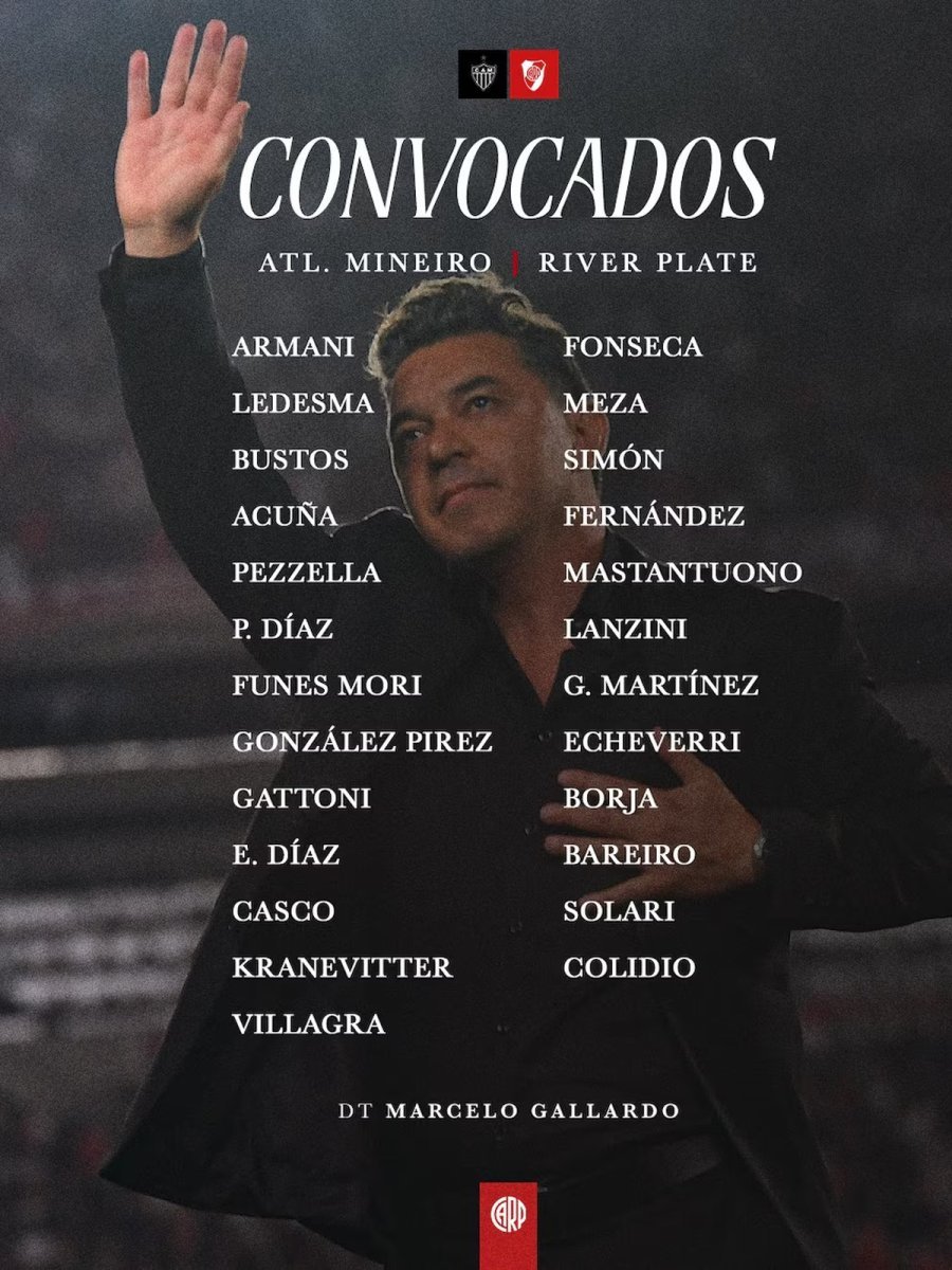 Lista de convocados de River Plate para la semifinal de la Copa Libertadores. Foto: Infobae.
