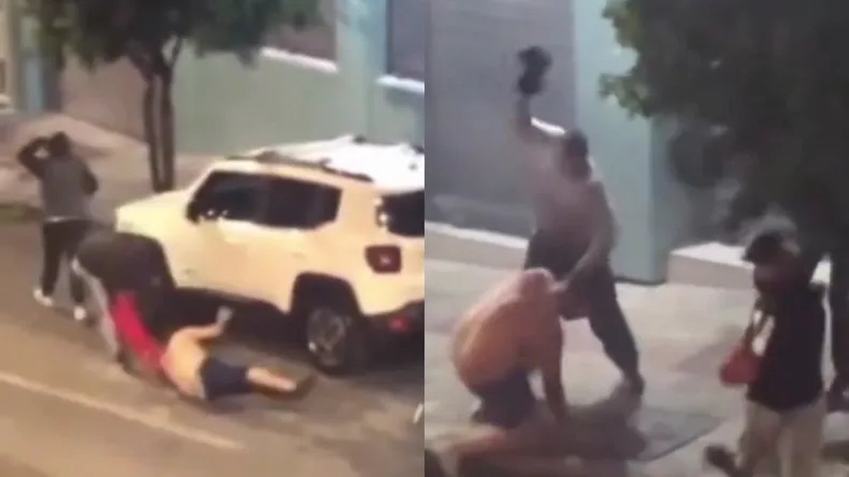 Hinchas de River Plate fueron agredidos en Brasil antes del partido de la Copa Libertadores. Foto: Captura.