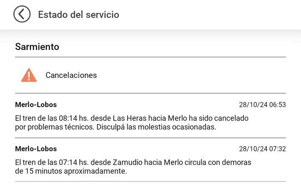 Un ramal del Tren Sarmiento funciona con demoras.