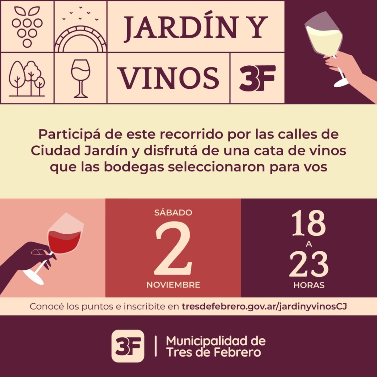 Se viene el tour de vinos a Tres de Febrero.