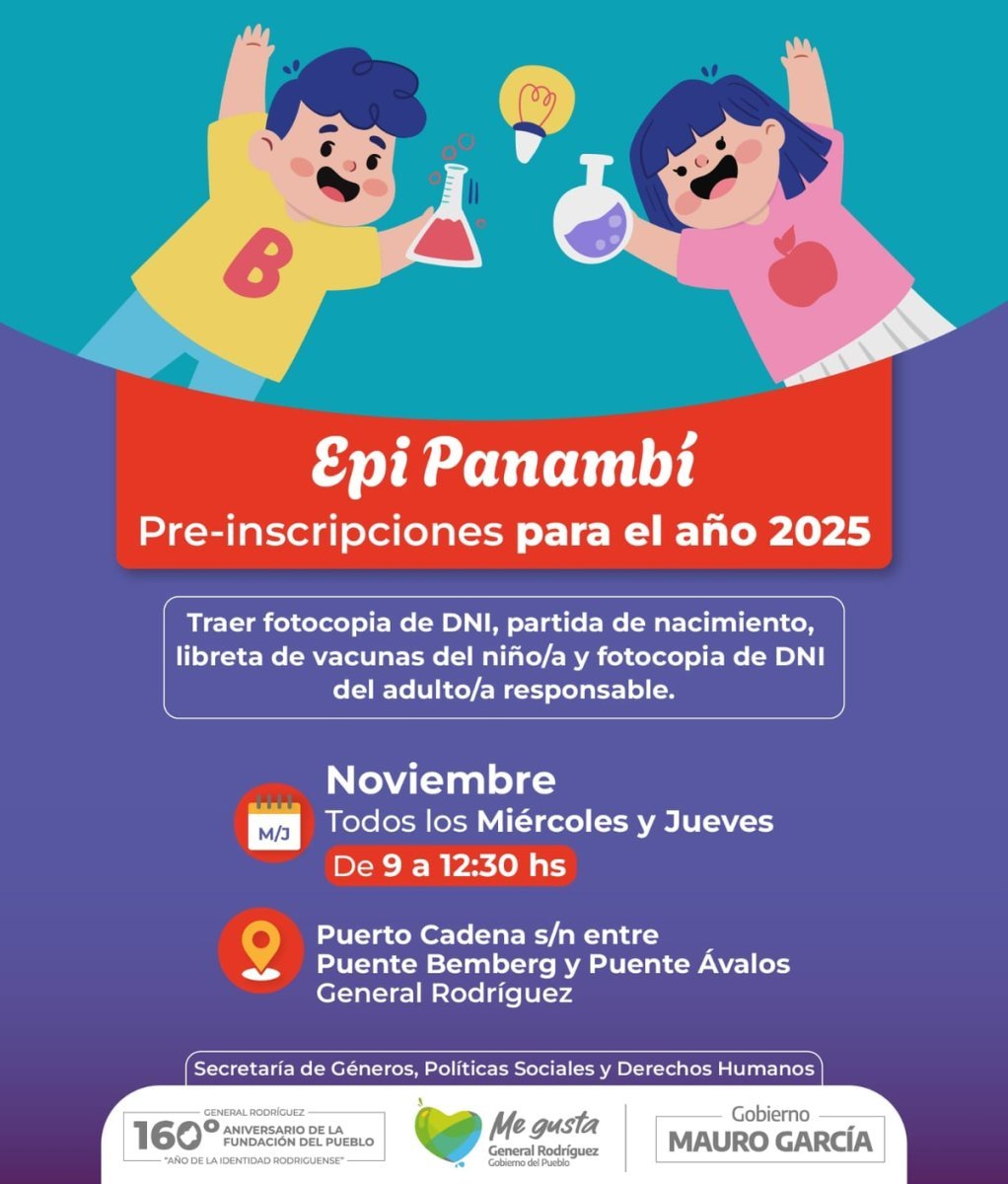 General Rodr&iacute;guez abrir&aacute; la pre inscripci&oacute;n para el 2025 en los lugares de primera infancia.