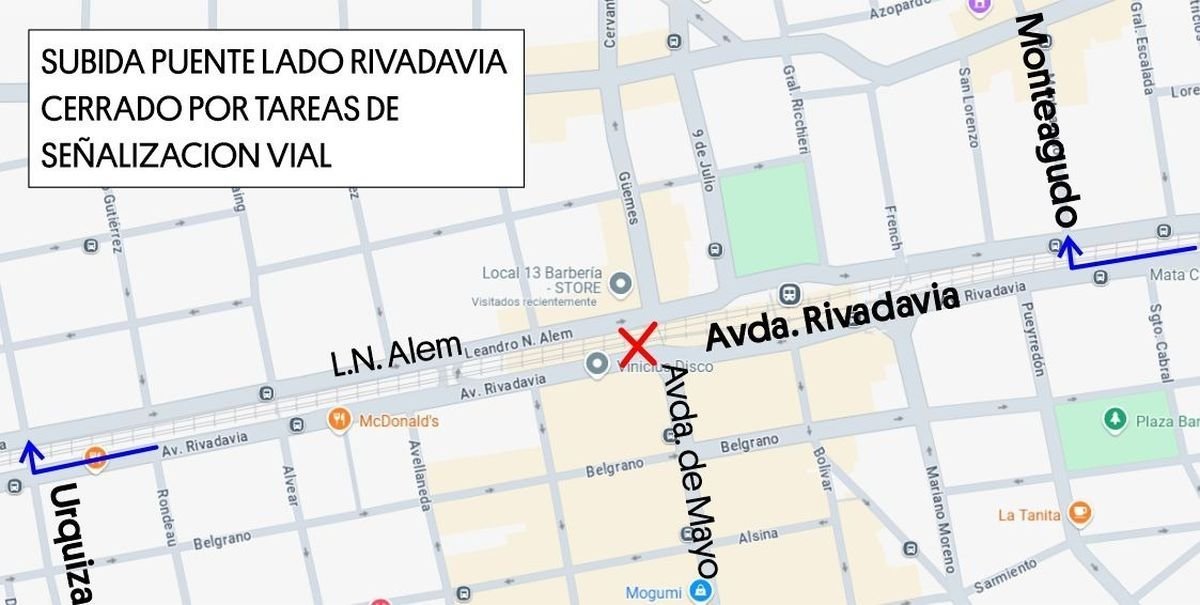 Cerrar&aacute;n el puente de Ramos Mej&iacute;a por tareas de se&ntilde;alizaci&oacute;n vial.