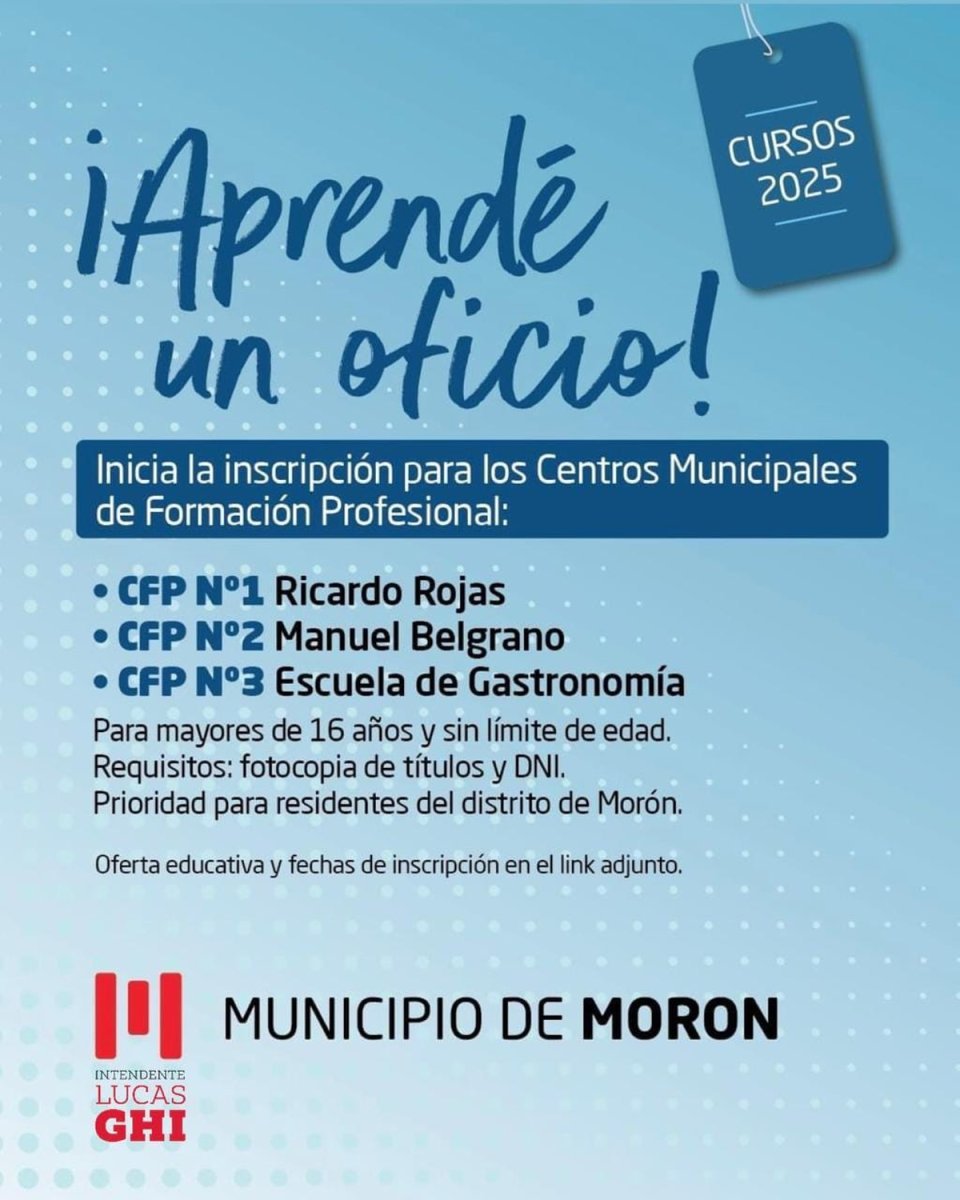 Mor&oacute;n abre la inscripci&oacute;n para los cursos de los diferentes Centros de Formaci&oacute;n Profesional.