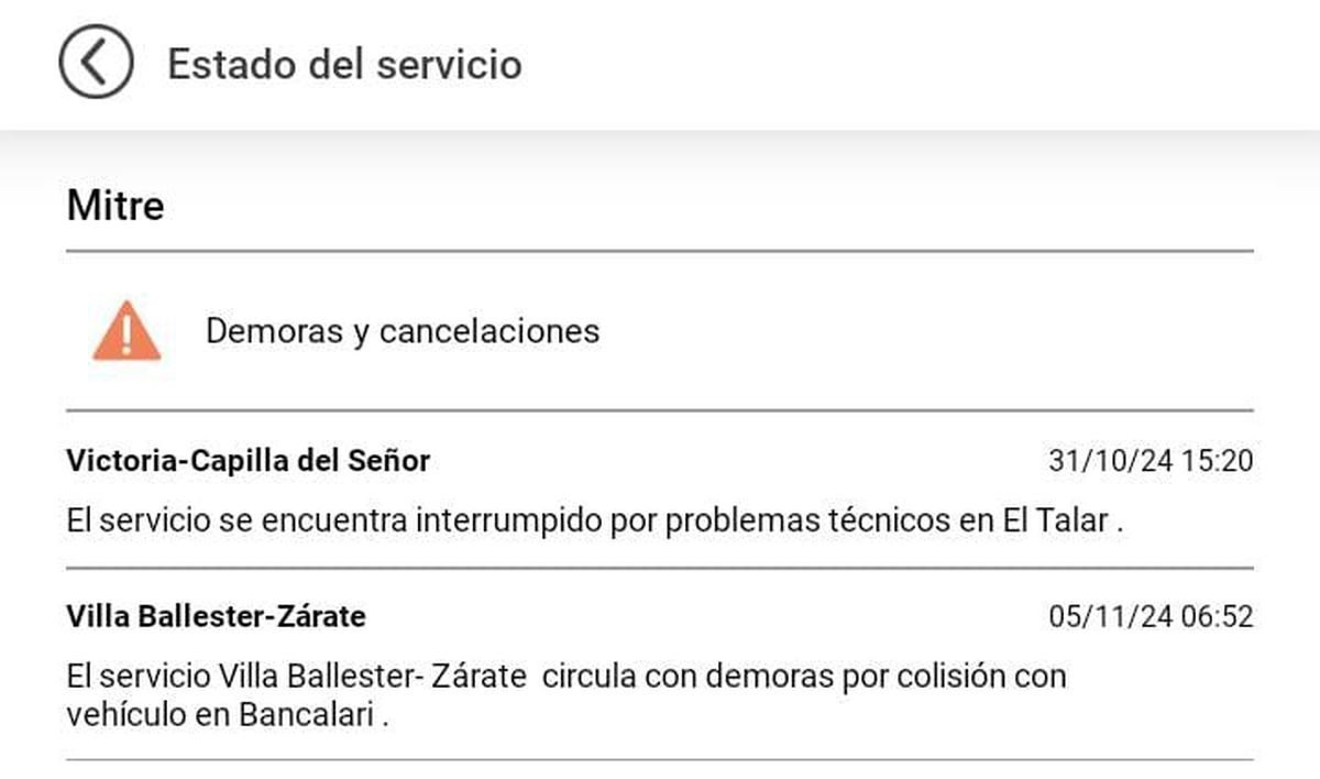 Demoras en el Tren Mitre.