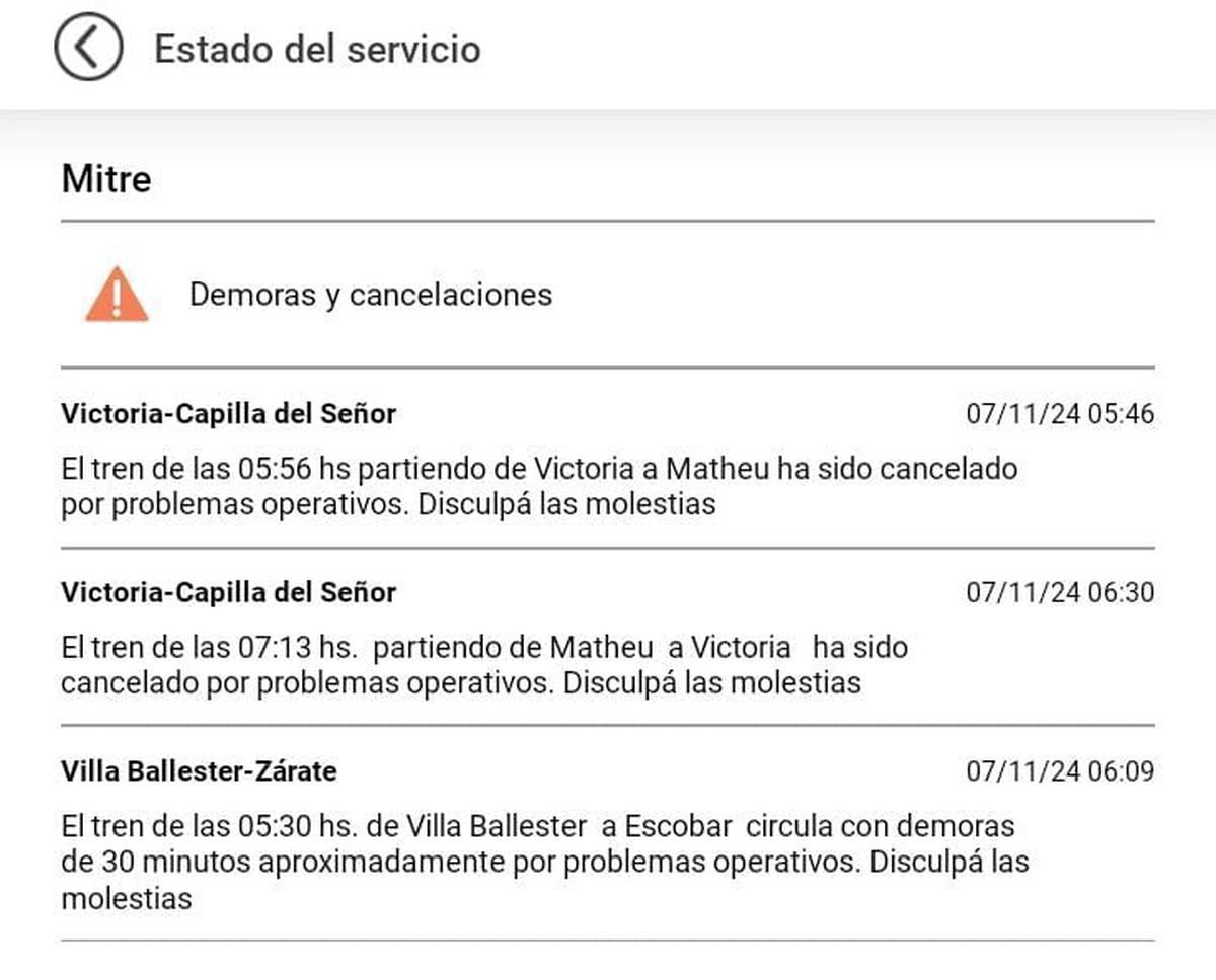 Demoras en el Tren Mitre.