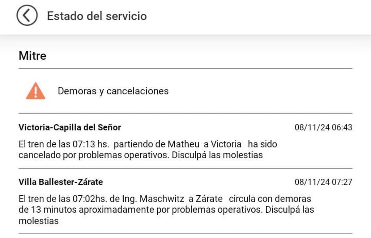 &iquest;C&oacute;mo funcionan el Tren Sarmiento, San Mart&iacute;n y Belgrano Sur este viernes?