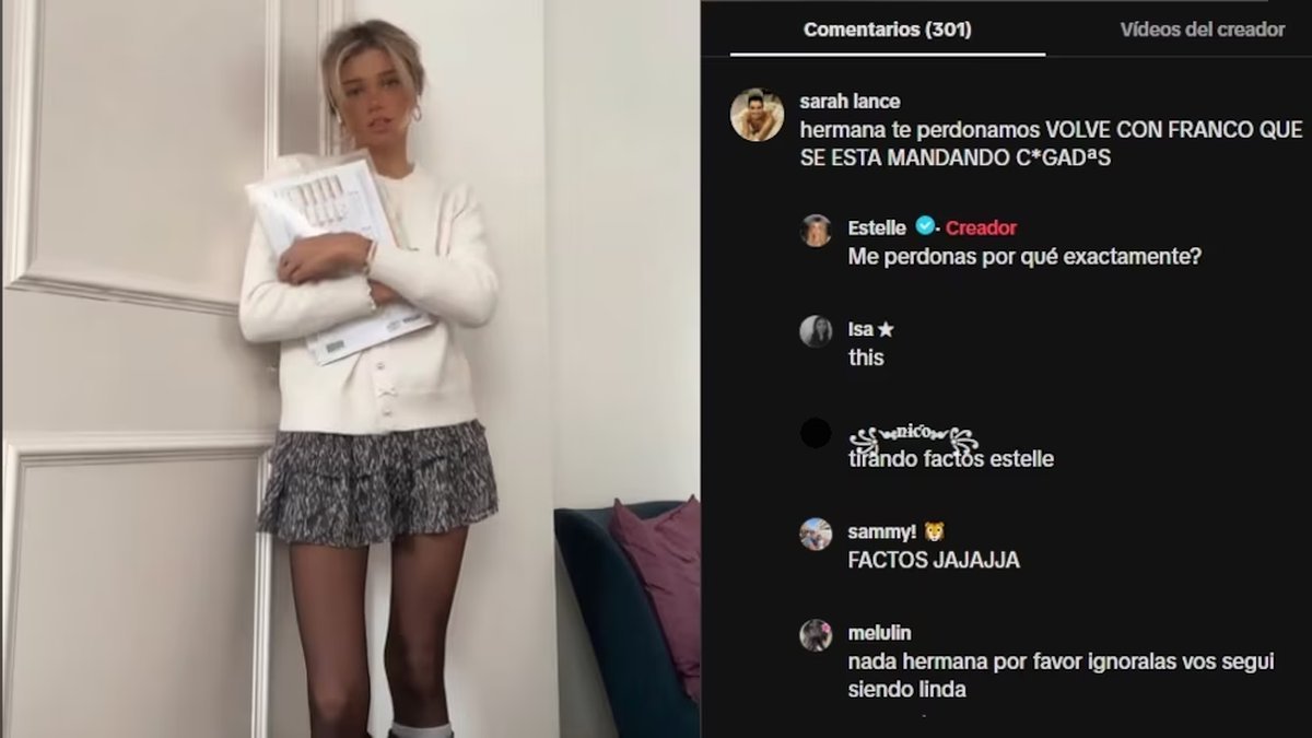 La exnovia de Franco Colapinto. Foto: Captura.