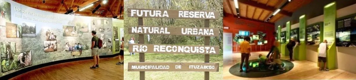 Los renders y el cartel de la futura Reserva Natural de Ituzaing&oacute;.