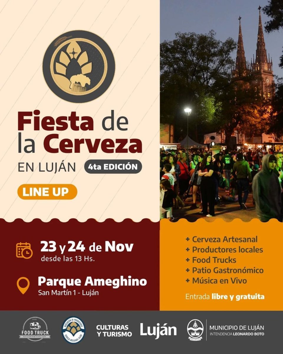 Luj&aacute;n reprogram&oacute; la Fiesta de la Cerveza y la peatonal gastron&oacute;mica con entrada gratuita.