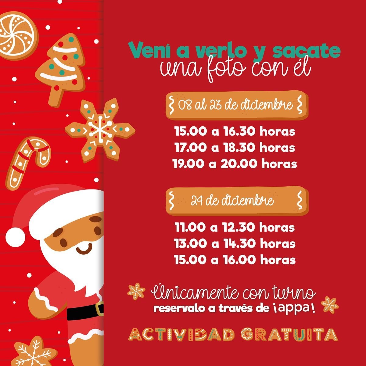 Horarios para visitar a Pap&aacute; Noel en el San Justo Shopping.