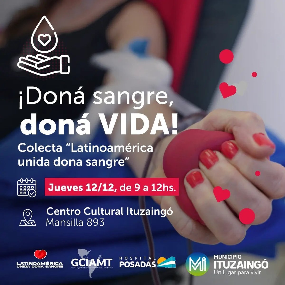 Realizar&aacute;n una nueva campa&ntilde;a de donaci&oacute;n de sangre en Ituzaing&oacute;.