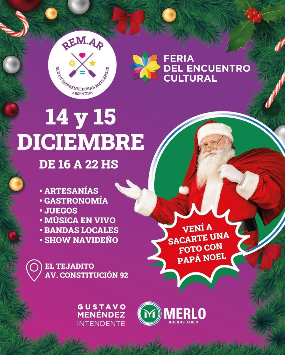 Pap&aacute; Noel, shows navide&ntilde;os, emprendedores, gastron&oacute;micos, m&uacute;sica en vivo y m&aacute;s en Merlo.